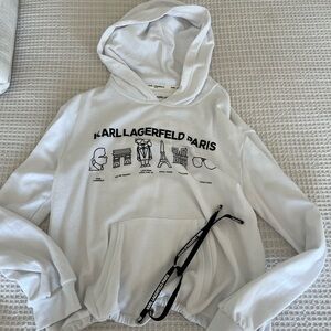 White Karl lagerfeld hoodie medium draw string adjustable waist